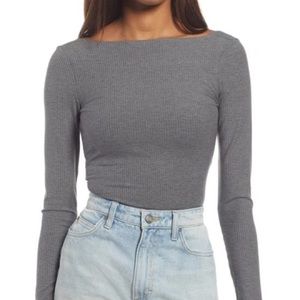 Reformation Gray Galina Bodysuit